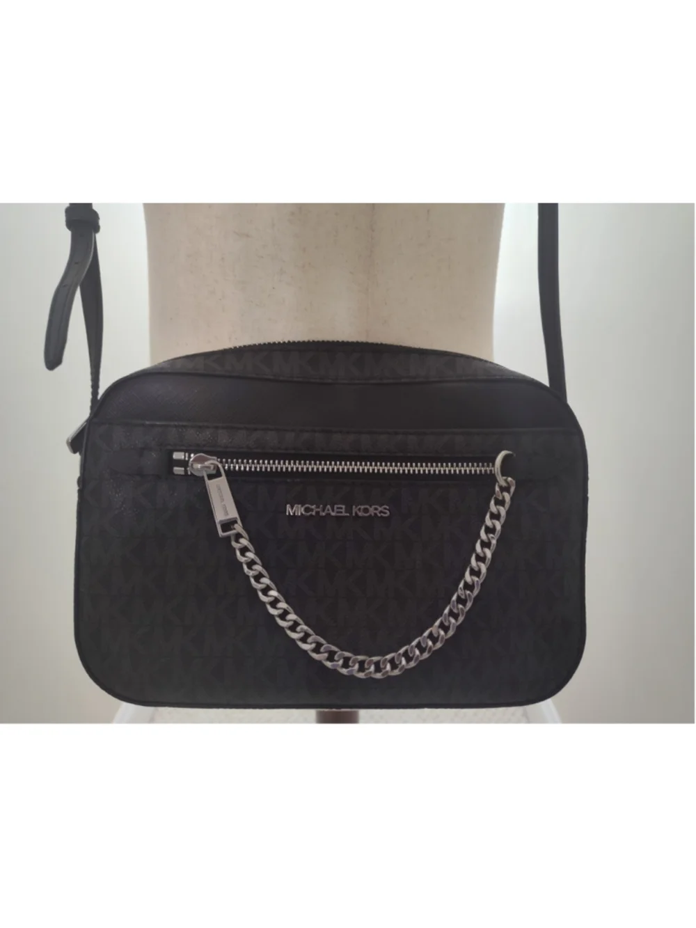 Women's Michael Kors Black Silver Crossbody Bag One Size